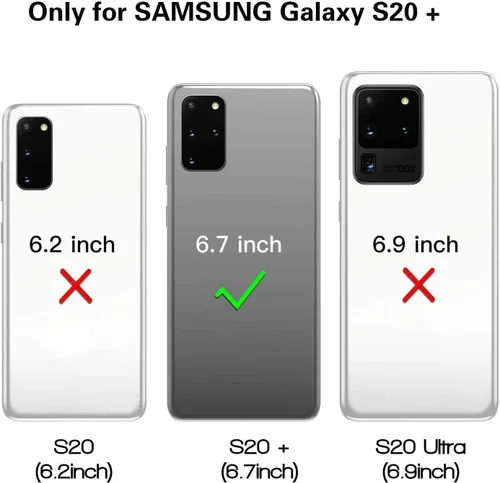 Vista 2 de Funda S20 Plus con 2 protectores de pantalla de TPU, 3 en 1, a prueba de golpes, resistente para Galaxy S20 Plus (negro/gris)