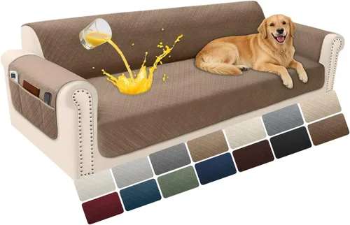 Vista 78 de Fundas de terciopelo 100% impermeables para sofá biplaza, fundas lavables para sofá de 2 plazas, fundas de sofá aptas para mascotas, protector