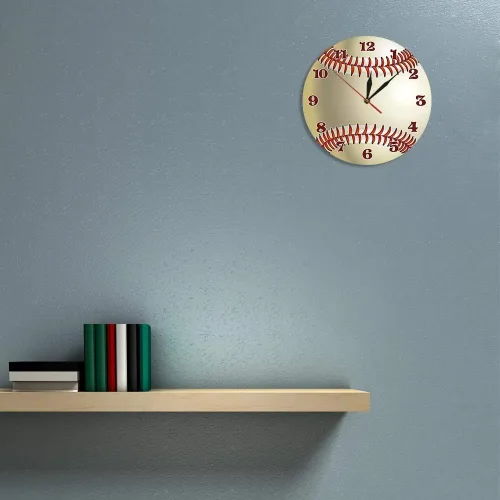 Vista 4 de The Geeky Days Reloj de pared con diseño de béisbol, decoración de pared para sala de deportes, personaliza tu nombre, reloj de cuarzo silencioso