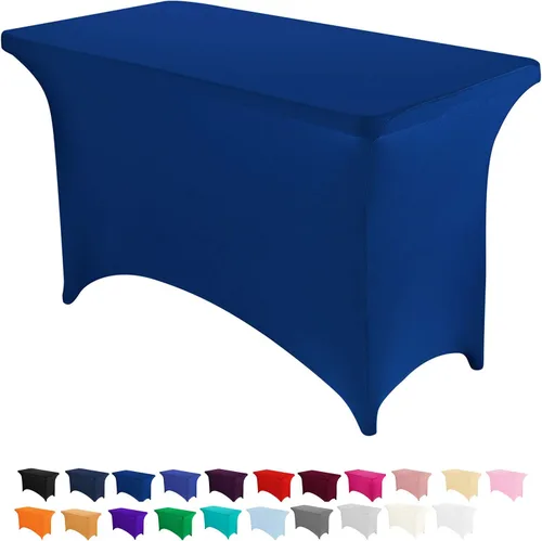 Vista 23 de Peomeise - Funda de mesa de elastano de 4 pies, mantel rectangular elástico de elastano (verde manzana, 4 pies)