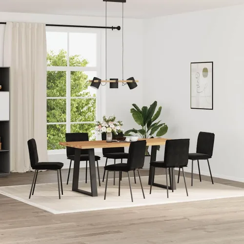Vista 11 de Modern Black Velvet Dining Chair Set of 4, Compact Rectangular Design for Small Spaces, Sturdy Metal Frame and Plush Seating for Dining Room Kitchen