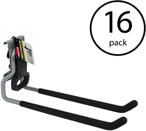 Vista 2 de Rubbermaid Fast Track - Gancho múltiple para almacenamiento de garaje montado en la pared (paquete de 16)