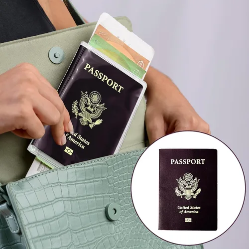 Vista 5 de Protector transparente para pasaporte, protector de pasaporte de plástico impermeable, protector de pasaporte para viajes, funda transparente