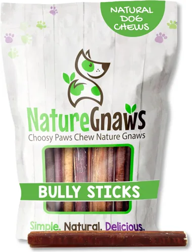 Vista 12 de Nature Gnaws Bully Stick Bites para perros pequeños de 2 a 4 pulgadas (8 onzas), de larga duración para masticadores ligeros y cachorros, golosinas