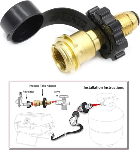 Vista 8 de Adaptador universal de tanque de propano que convierte POL a QCC1 / Tipo 1, POL a conector de propano QCC
