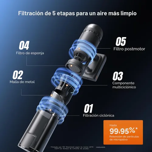 Vista 6 de Roborock H60 Hub Ultra Aspiradora Inalámbrica con Estación de Vaciado Automático, Aspiradora de Mano con Succión Mejorada de 210AW para el Hogar