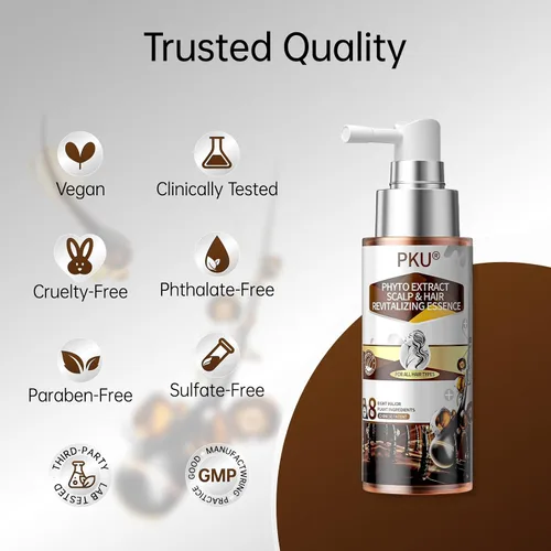 Vista 8 de PKU Aerosol para el crecimiento del cabello, suero capilar con biotina y aceite de romero, cuidado nutritivo del cuero cabelludo para adelgazar