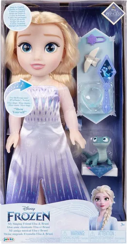 Vista 9 de JAKKS Pacific Frozen Elsa Doll The Snow Queen My Singing Friend Elsa & Bruni Figura