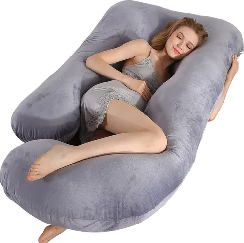 Vista 9 de BATTOP Almohada de embarazo para dormir, almohada de maternidad de cuerpo completo con funda extraíble lavable, soporte para espalda, caderas