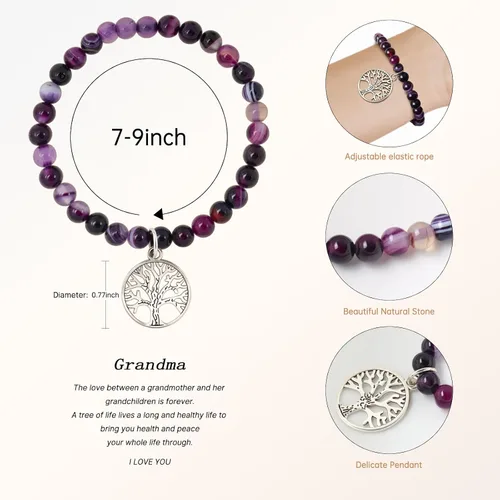 Vista 3 de Pulsera de piedra natural con corazón dulce para hijanietanuera