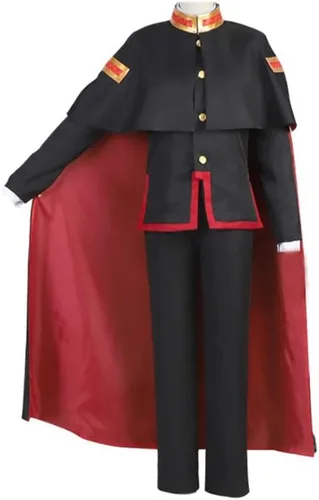 Vista 4 de Okazaki Disfraz de cosplay de Hanako Kun, conjunto completo de uniforme escolar, conjunto completo de Halloween con sombrero Hanako(con capa)