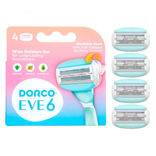 Vista 9 de Dorco EVE 3 maquinillas de afeitar: afeitado extra suave con 1 mango y 2 recambios de cuchilla, 3 cuchillas curvas, barra de humedad flexible
