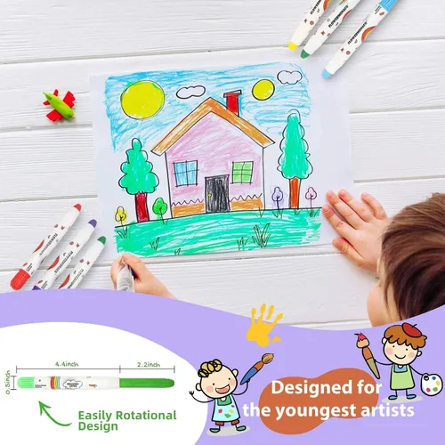 Vista 4 de Lebze 12 Colores Crayones para Niños Pequeños, No Tóxicos Sedosos, Jumbo Herramienta de Colorear Lavable para Bebés, Tamaño Grande para Niños