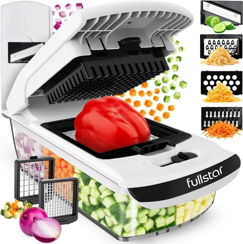 Vista 13 de Fullstar The Original Pro Chopper - Picador de verduras y espiralizador, picador de alimentos con recipiente, rebanador de frutas, accesorios