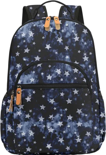 Vista 55 de Leaper Mochila para laptop para mujer: linda mochila floral para escuela, universidad, viajes, trabajo, mochila ligera para niños, Negro margarita