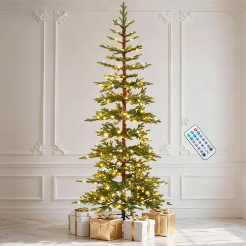 Vista 12 de DWVO Árbol de Navidad preiluminado de 7.5 pies con 350 LED de doble color Negro