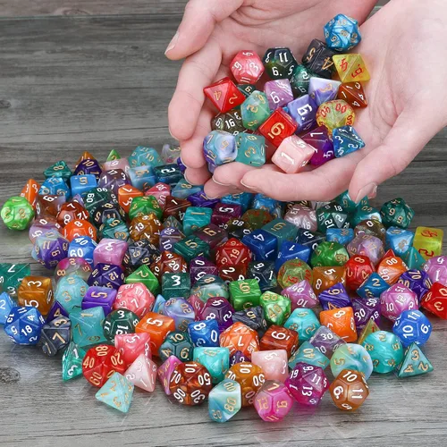 Vista 6 de DND - Juego de dados poliédricos de 25 x 7 (175 piezas) de dados poliédricos D&D, de tres colores, dos colores y monocromáticos para Calabozos