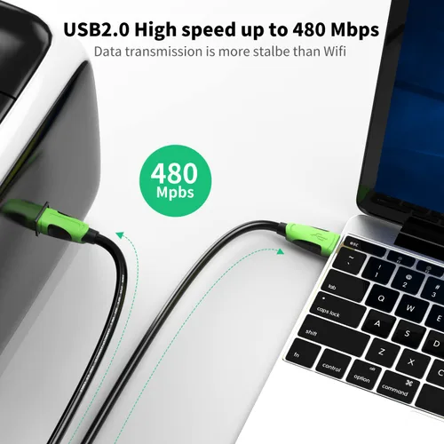 Vista 5 de XXONE Cable USB de 30 pies, tipo A-macho a macho B, chapado en oro para impresora/escáner