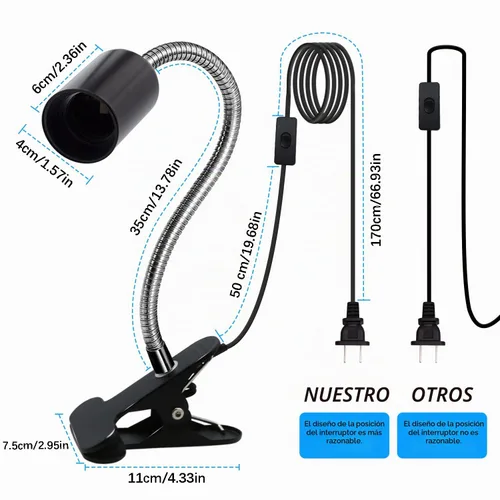 Vista 2 de E26/E27 Soporte de lámpara de escritorio Clip de alambre para el cuello Clip de abrazadera en la luz Flexible de cuello de cisne Abrazadera