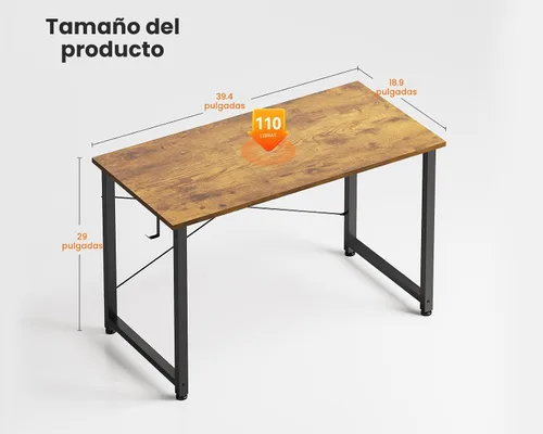 Vista 3 de Casaottima Escritorio de computadora pequeño de 40 pulgadas para oficina en casa, mesa de estudio para espacios pequeños, escritorio simple