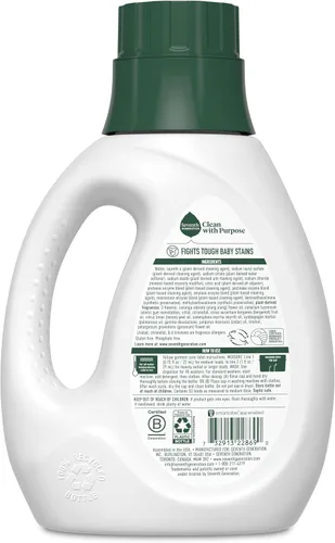 Vista 3 de Seventh Generation Detergente concentrado para ropa de bebé, aroma fresco, 40 onzas líquidas, paquete de 2