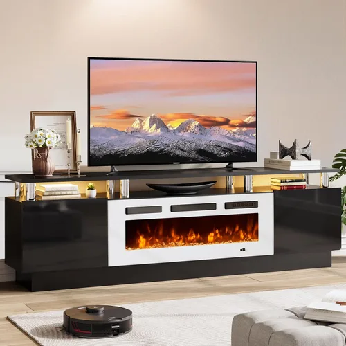 Vista 12 de Soporte de TV de 70 pulgadas para sala de estar, centro de entretenimiento moderno y consola multimedia, se adapta a televisores de hasta 80 Todo