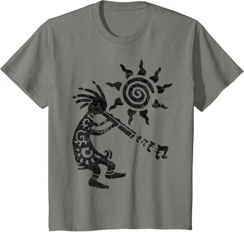 Vista 71 de Native American Kokopelli Musican With Flute 2 - Camiseta divertida para fanáticos, Blanco, S