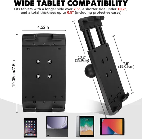 Vista 2 de Soporte de tableta de aluminio resistente a prueba de golpes para camión, base de taladro de bola de 1.5 pulgadas para automóvil, compatible