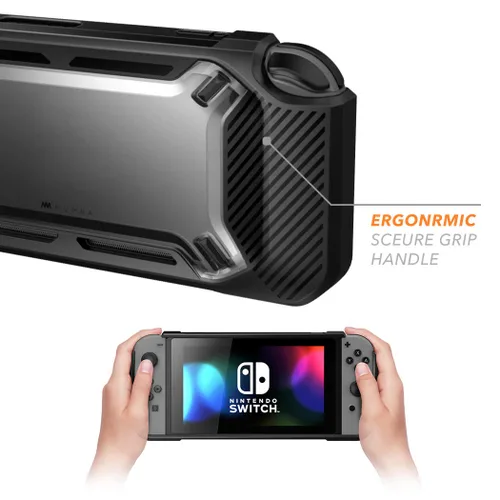Vista 4 de Mumba estuche para Nintendo Switch, Resistente, Delgado, engomado, para Nintendo Switch 2017 Negro