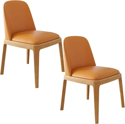 Vista 11 de Juego de 2/4 sillas de comedor, sillas de comedor de madera, silla tapizada para sala de estar, silla de vestíbulo sin brazos con respaldo curvo