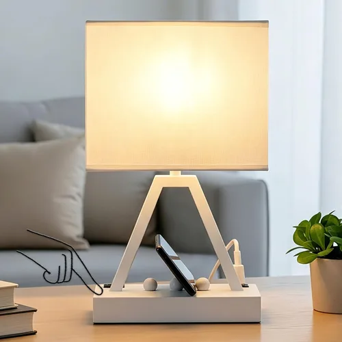 Vista 11 de Briever - Lámpara de mesa con control táctil, lámpara de escritorio regulable de 3 vías con USB C y USB A y tomacorriente AC, lámpara de noche