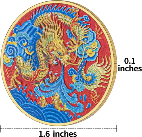 Vista 3 de Moneda de la suerte, dragón chino/moneda fénix, herramienta rascador de boletos, moneda de desafío para rascar boletos de lotería, zodiaco chino