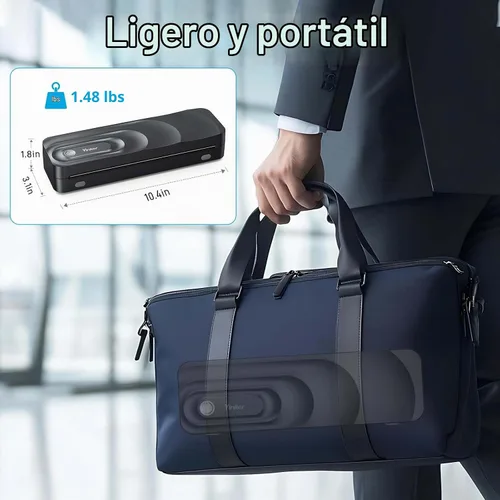 Vista 6 de Impresora térmica portátil A4 3 rollos de papel térmico y 2 papeles plegables incluidos Impresora Bluetooth sin tinta con funda de transporte