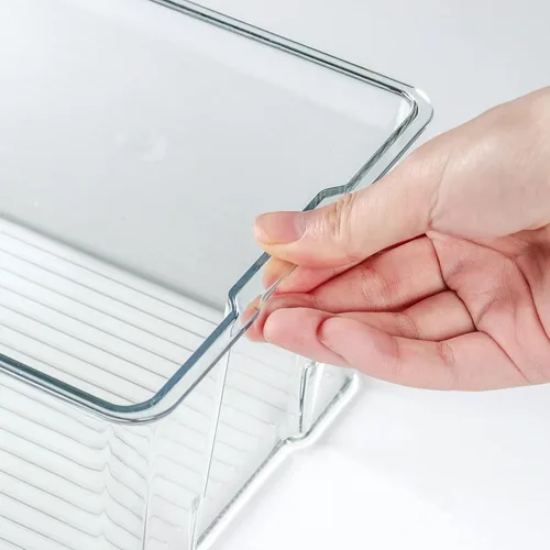 Vista 2 de Hudgan Contenedores organizadores de almacenamiento de plástico transparente con tapas acrílicas para oficina en casa, cocina, armario, estantes