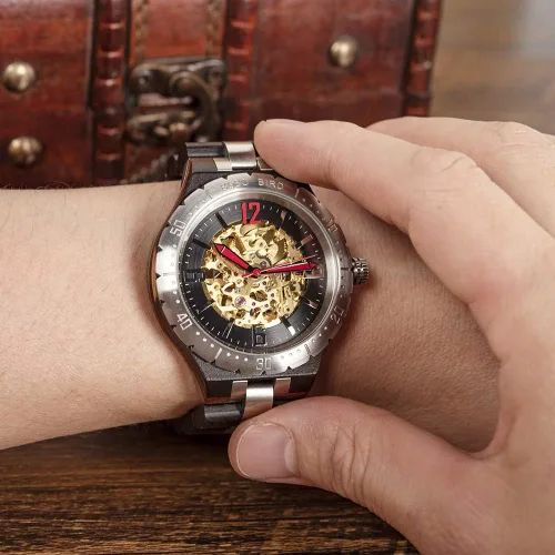 Vista 3 de BOBO BIRD Marca de diseño para hombre de madera automática relojes mecánicos multifunción negocios lujo madera reloj para hombres