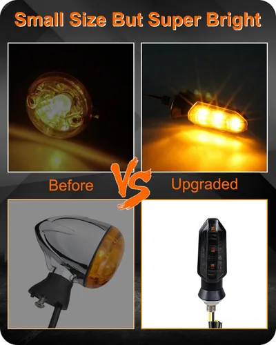 Vista 5 de 4 piezas de señales de giro universales para motocicleta, luces LED de señal de giro delanteras y traseras, intermitentes secuenciales ámbar