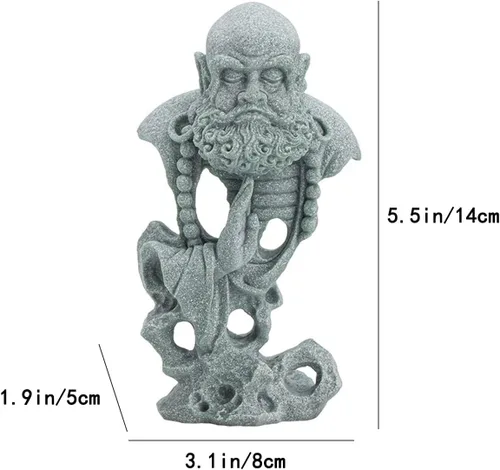 Vista 6 de livelyfish Estatua de Buda meditante, pecera, estatuas de Buda zen, figuras de pensador de piedra arenisca para acuario, jardín, decoración