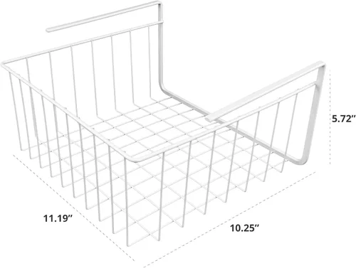 Vista 2 de Southern Homewares Juego de cestas de almacenamiento de alambre blanco para debajo del gabinete, almacenamiento colgante para cocina, despensa