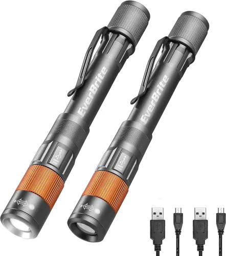 Vista 13 de EverBrite Paquete de 2 mini bolígrafos ligeros, linterna recargable para Azul profundo - 2