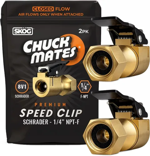 Vista 10 de Chuck Mates Premium - Portabrocas inflador de neumáticos NPT de conexión rápida de 1/4 pulgadas con SimpleSeal, tipo cerrado (paquete de 1)
