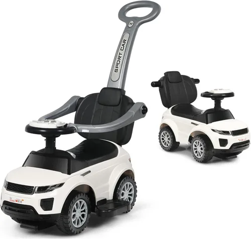 Vista 11 de HONEY JOY Cochecito Empujador con Pedal, Coche Deslizante con Manija de Empuje y Barrera Desmontable, Sonido y Luces, Almacenamiento Bajo