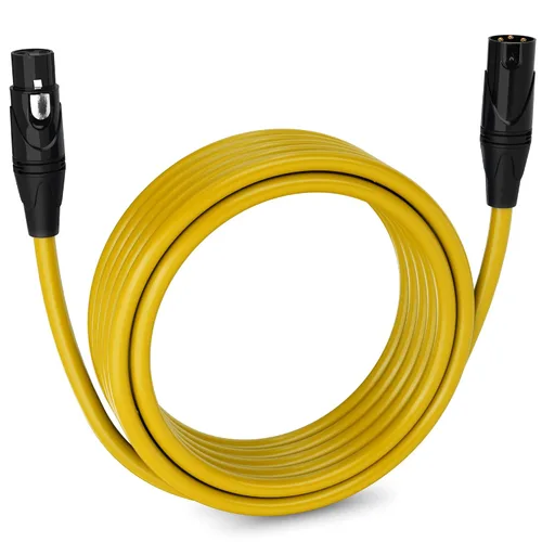 Vista 56 de LyxPro Cable de micrófono XLR hembra a macho de ángulo recto de 3 pines de 1.5 pies para altavoces amplificados, interfaz de audio, rendimiento