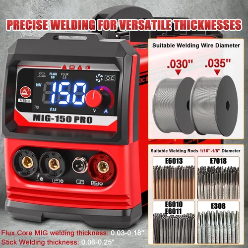 Vista 5 de Mini soldador portátil de GNI Multiproceso, MIG/TIG/Stick 3 en 1 soldadora IGBT Inverter Beginner-Friendly MIG Welder Machine with Auto-Darkening