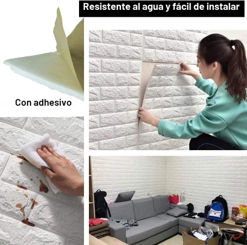 Vista 2 de Paneles de pared 3D para despegar y pegar, cobertura de 14.5 pies Blanco