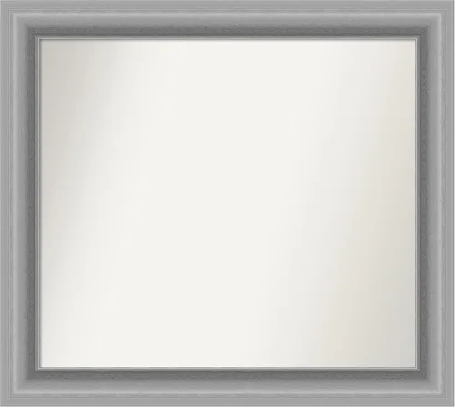 Vista 163 de Amanti Art Espejo de baño plateado para sobre fregadero, 26 x 26 pulgadas, espejo cuadrado de níquel pulido, marco de madera tradicional mediano, se
