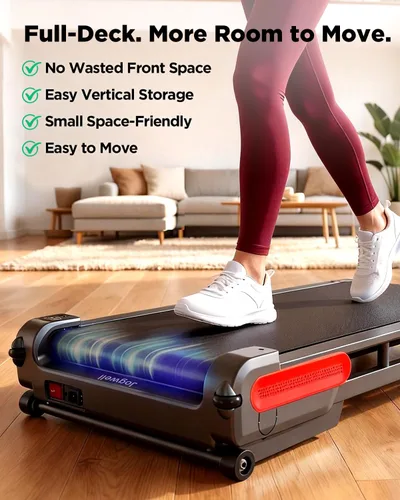 Vista 3 de Jogwell Walking Pad with 15% Auto Incline, Full-Deck Design Under Desk Treadmill for Home Office, Vertical Storage, 4-Wheel Mobility, 3.0HP