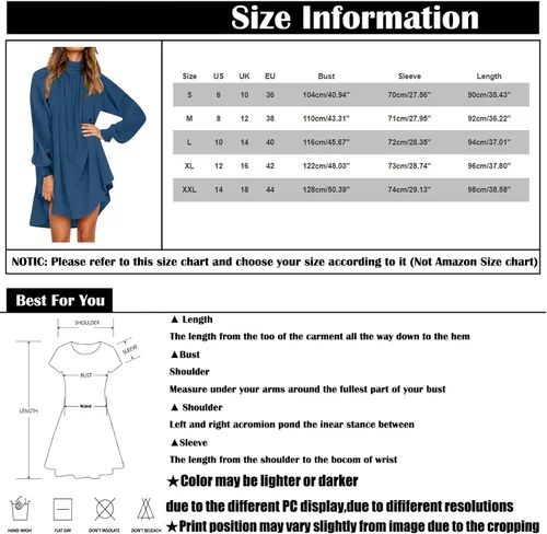Vista 4 de Vestido de manga larga con cuello redondo y plisado en la espalda con fugas para mujer