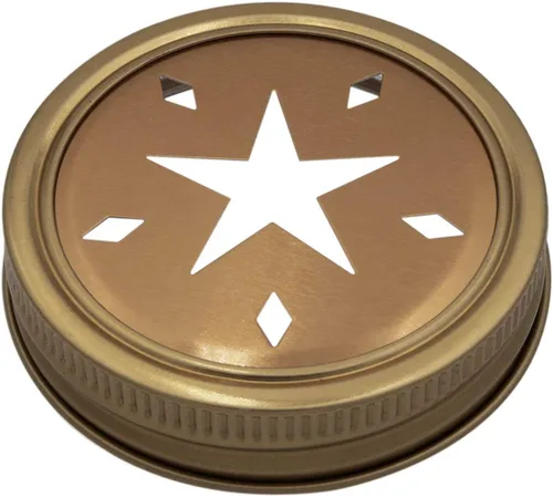 Vista 2 de Copper Star - Tapa recortada para tarros de masón, bola, conservas (paquete de 10, boca regular)