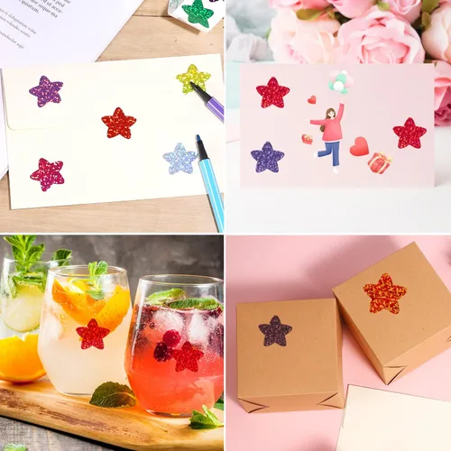 Vista 7 de 500 calcomanías de estrellas pequeñas, calcomanías autoadhesivas de estrella de 1 pulgada para cartas de recompensa, calcomanías de estrella
