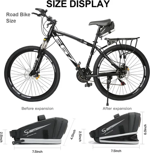 Vista 5 de Sunpeak Bolsa de asiento de bicicleta, bolsa de sillín de bicicleta debajo del asiento, bolsa de herramientas reflectante resistente al agua